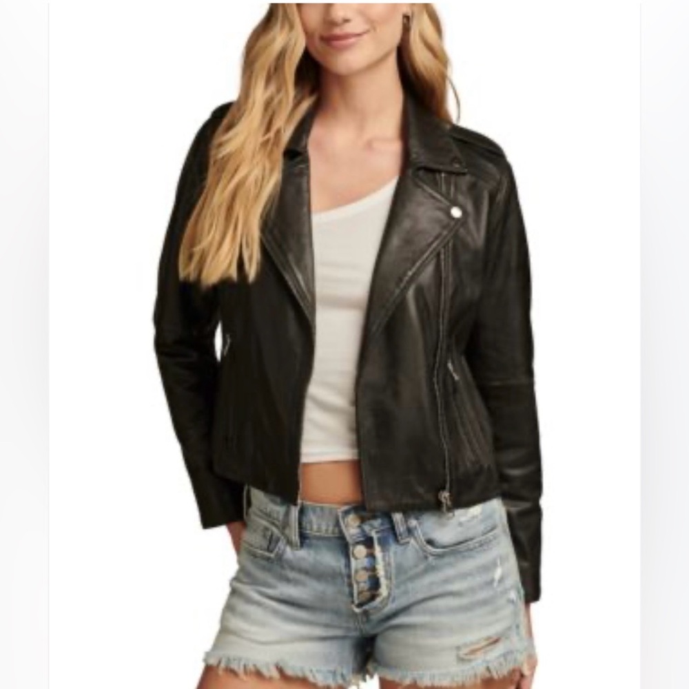 Lucky Brand Black Leather timeless jacket - Picture 4 of 16